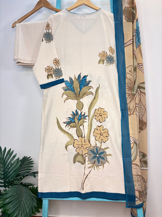 White Cotton Flex Kurti Set