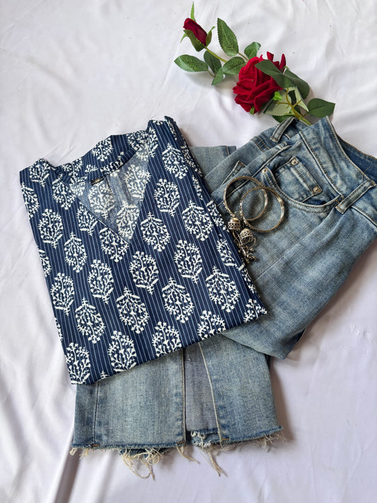 Blue Bell Full Sleeves Short Kurti