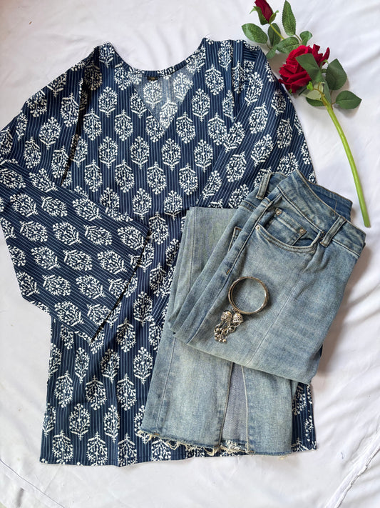 Blue Bell Full Sleeves Short Kurti