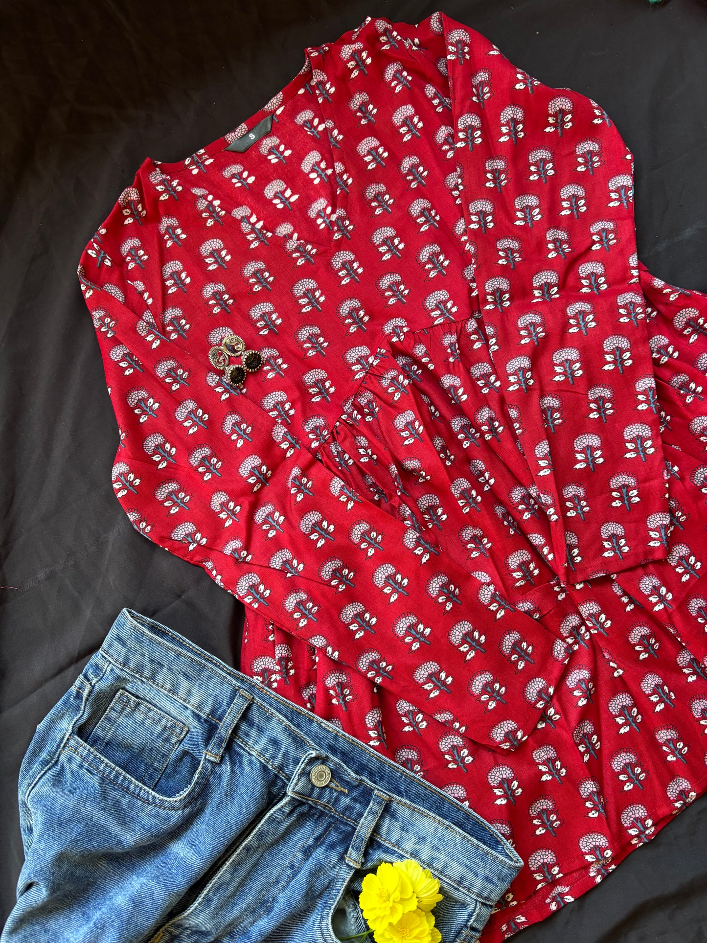 Classic red cotton kurti