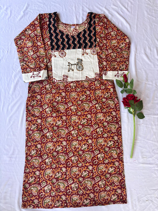 Maroon Straight Yoke Kurti