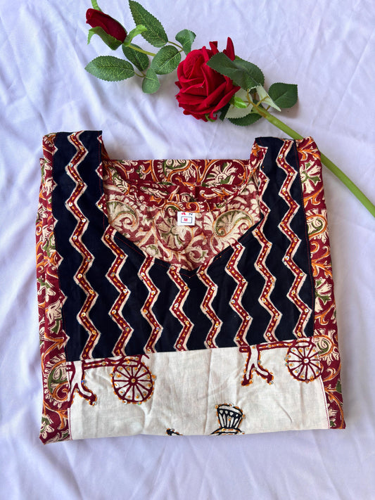 Maroon Straight Yoke Kurti