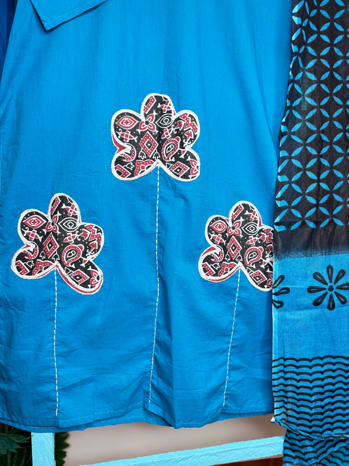 BLUE STRAIGHT KURTI SET