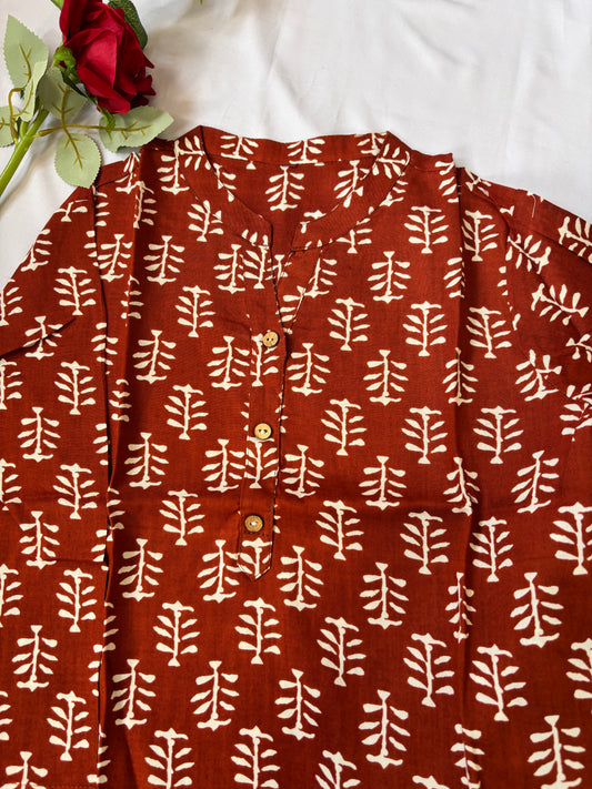 Rust Brown Short Kurti