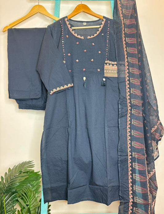 DARK NAVY BLUE KURTI SET