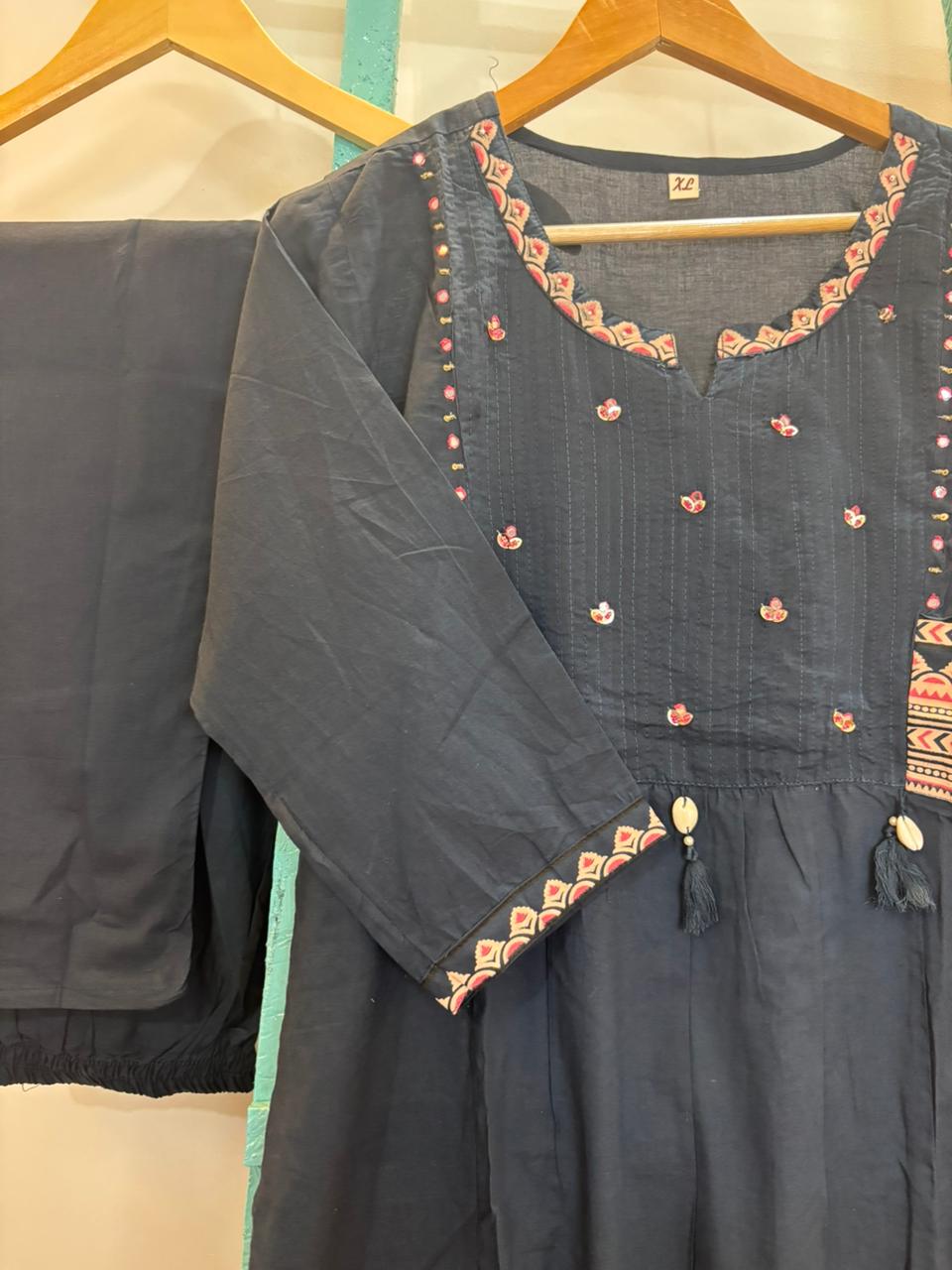 DARK NAVY BLUE KURTI SET