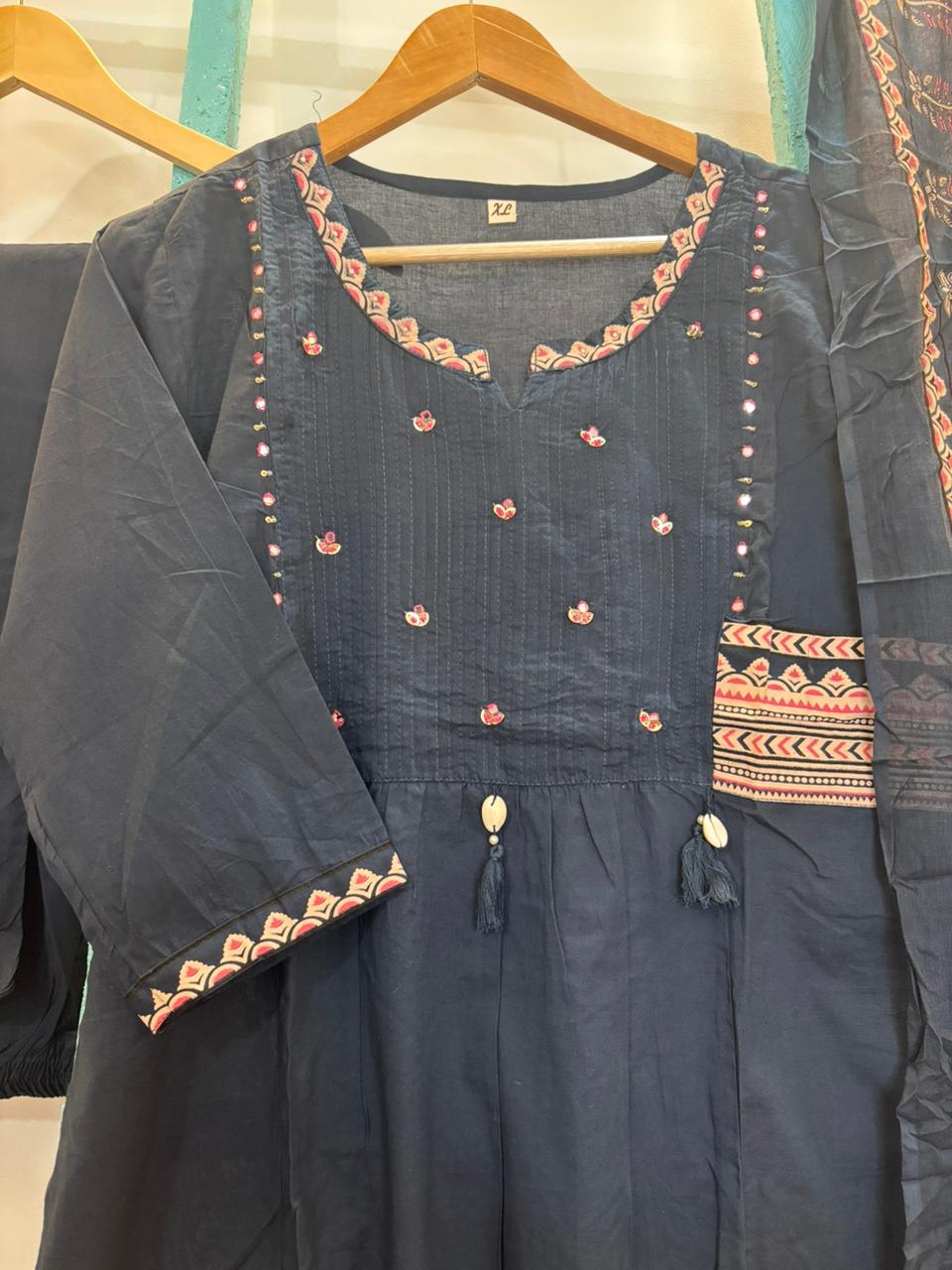 DARK NAVY BLUE KURTI SET
