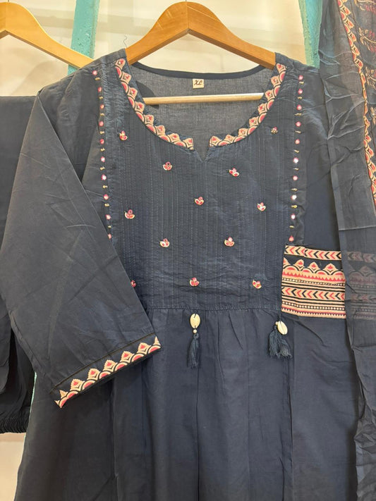 DARK NAVY BLUE KURTI SET