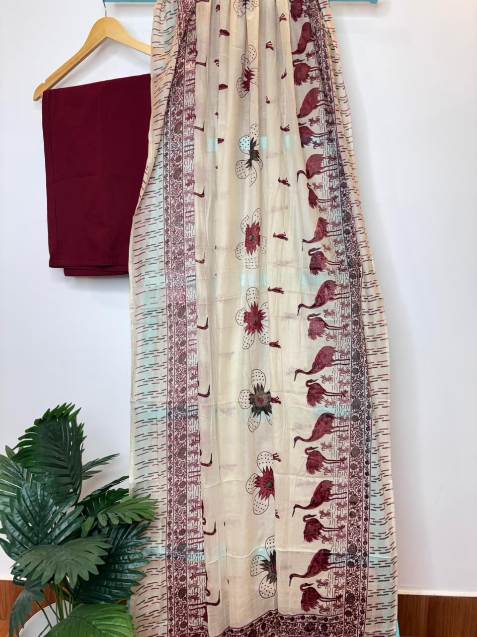 Maroon Straight Kurti Set