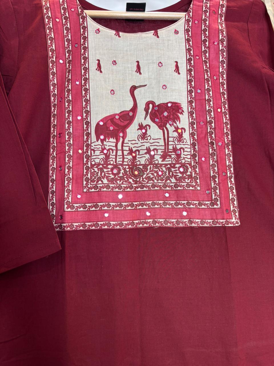Maroon Straight Kurti Set