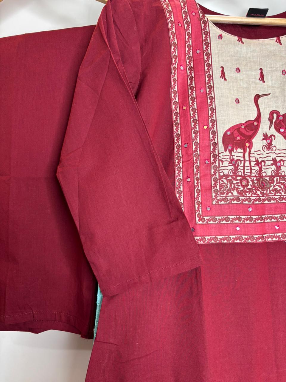 Maroon Straight Kurti Set